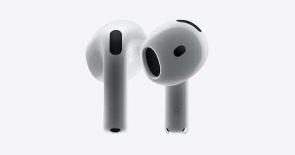 Apple AirPods (third generation) with a sleek white design.