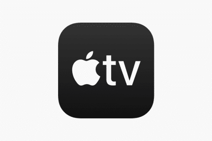 Apple TV app logo with a black background and white text.