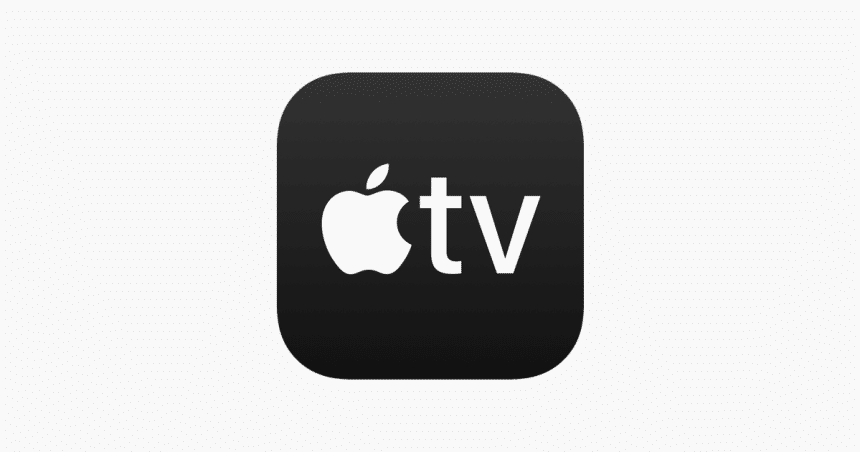 Apple TV app logo with a black background and white text.