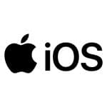 Apple iOS logo in black and white.