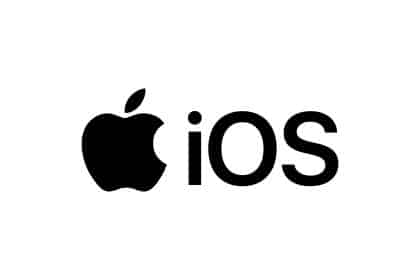 Apple iOS logo in black and white.