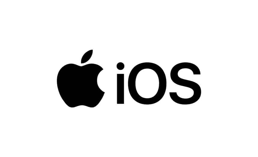 Apple iOS logo in black and white.