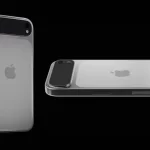 A concept render of the iPhone 17 Pro featuring a wide horizontal camera bump.