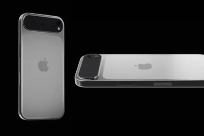 A concept render of the iPhone 17 Pro featuring a wide horizontal camera bump.