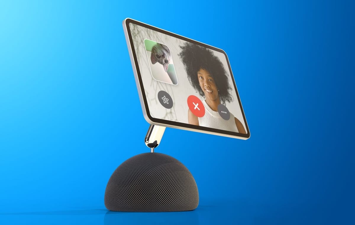 Concept image of a smart home device with a touchscreen for video calls.