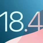 iOS 18.4 update graphic with modern design.