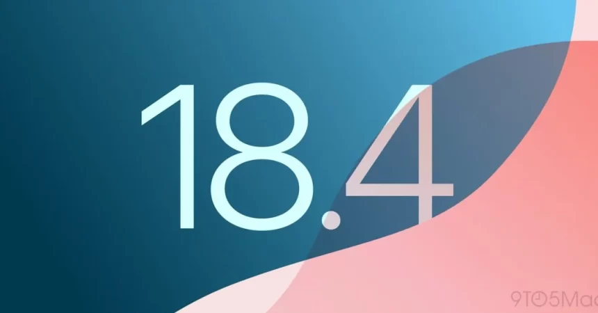 iOS 18.4 update graphic with modern design.