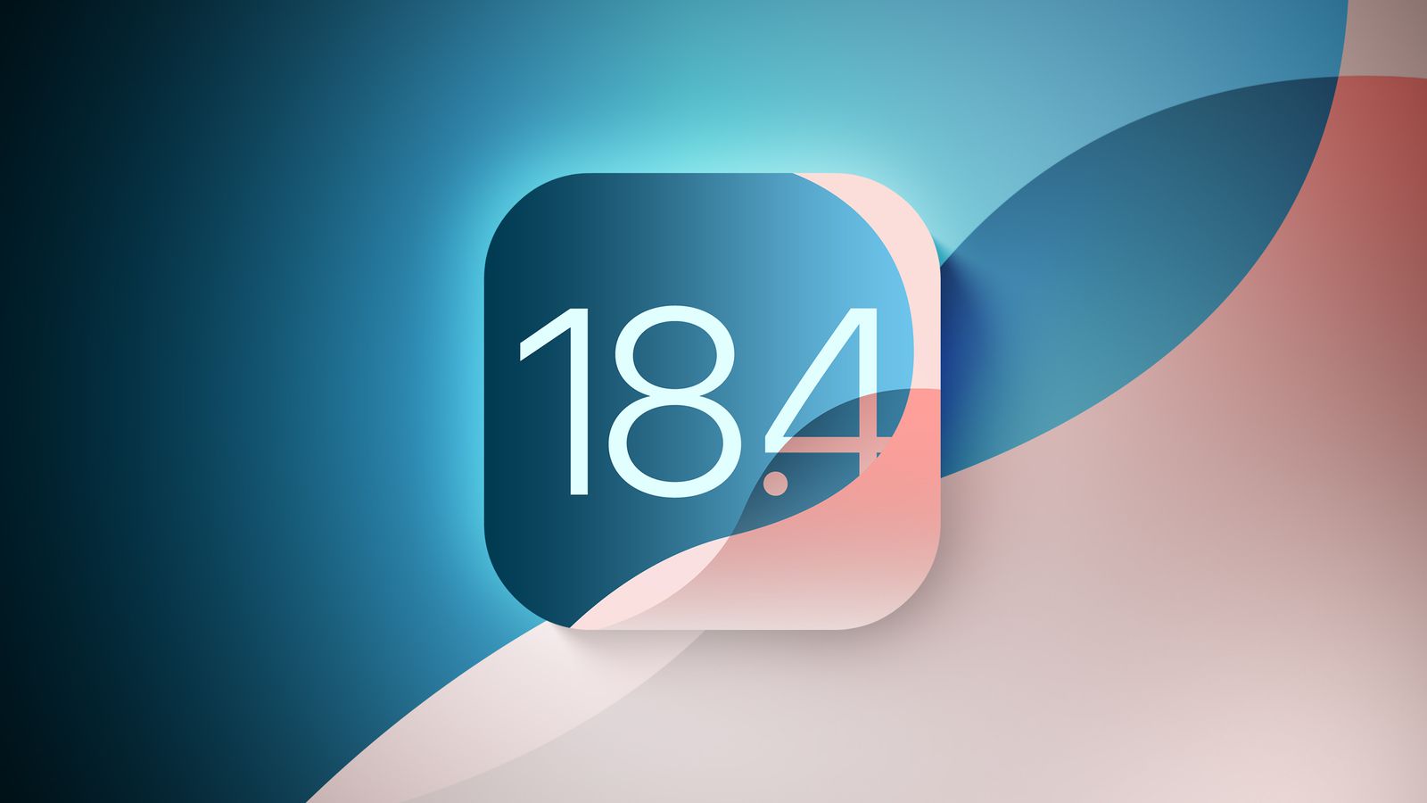 iOS 18.4 logo on a colourful abstract background.