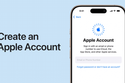 Apple Account sign-in screen on an iPhone with a prompt to create an account.