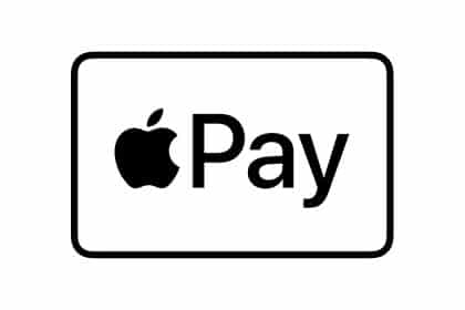 Apple Pay logo in black and white.