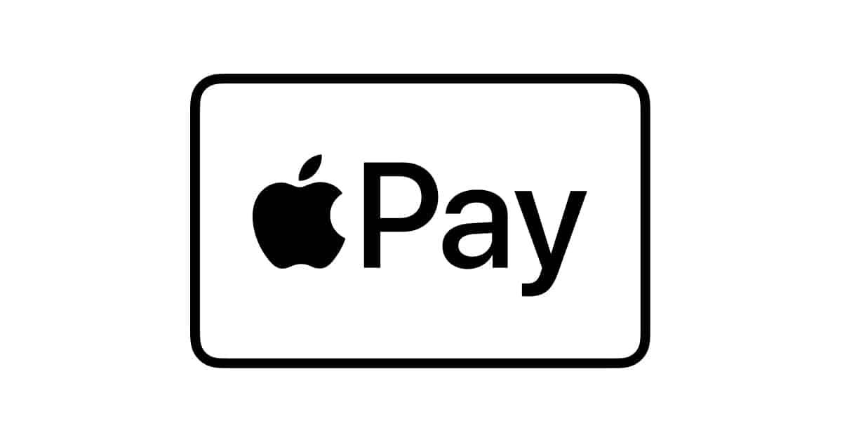 Apple Pay logo in black and white.