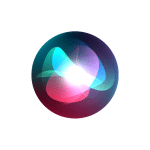 Apple Siri logo with a glowing, colourful wave design.