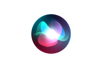 Apple Siri logo with a glowing, colourful wave design.