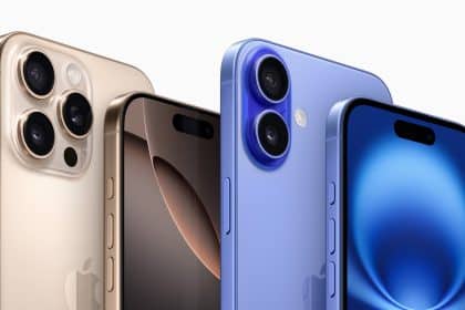 Four iPhone models in different colours showing front and back designs.