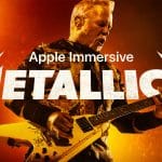 Metallica performing in an Apple Immersive concert on Apple TV.