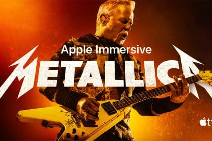 Metallica performing in an Apple Immersive concert on Apple TV.