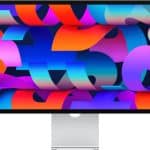 Apple Studio Display with a vibrant, colourful screen.