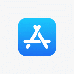 App Store logo on a blue gradient background